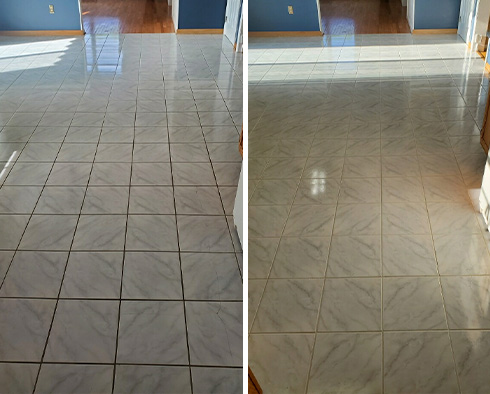 Floor Before and After a Grout Sealing in Macomb, MI