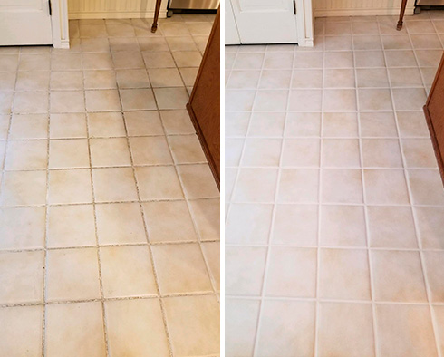 Household Floor Before and After a Service from Our Tile and Grout Cleaners in Macomb