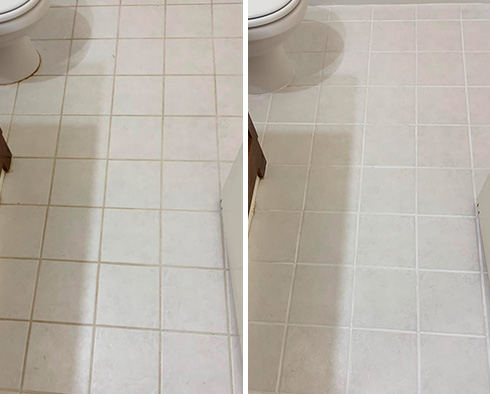 Bathroom Before and After a Grout Sealing in Harrison Township, MI